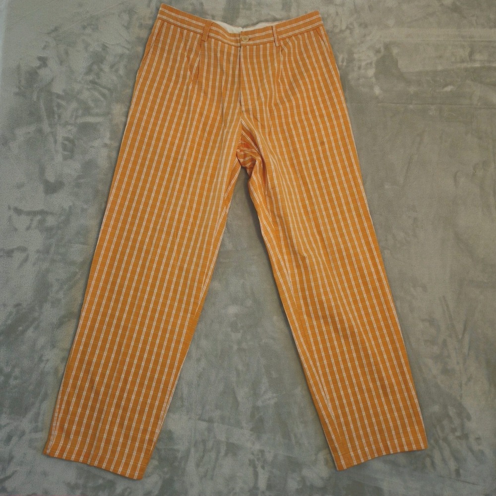 Johnny Lambs Pants Mens Size 32x29 Italian Vibrant Orange Retro Luxury Travel